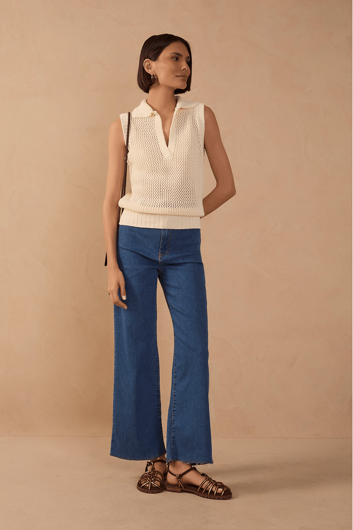 Calça Jeans Cropped