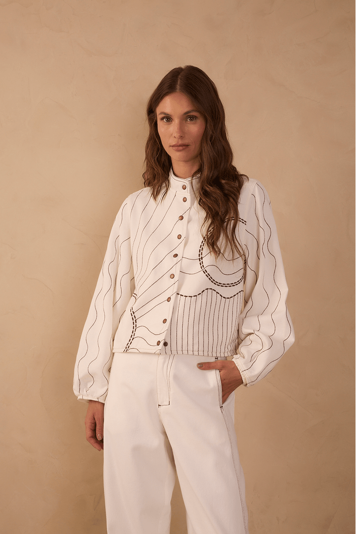 Casaco Sarja Bordado