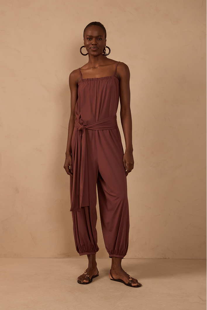 Macacão Jersey Com Faixa