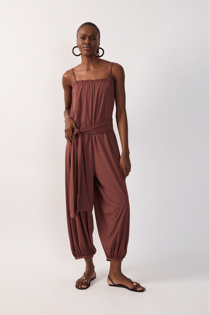 Macacão Jersey Com Faixa