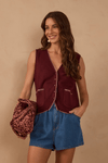 Colete Tricot Detalhe Bordado