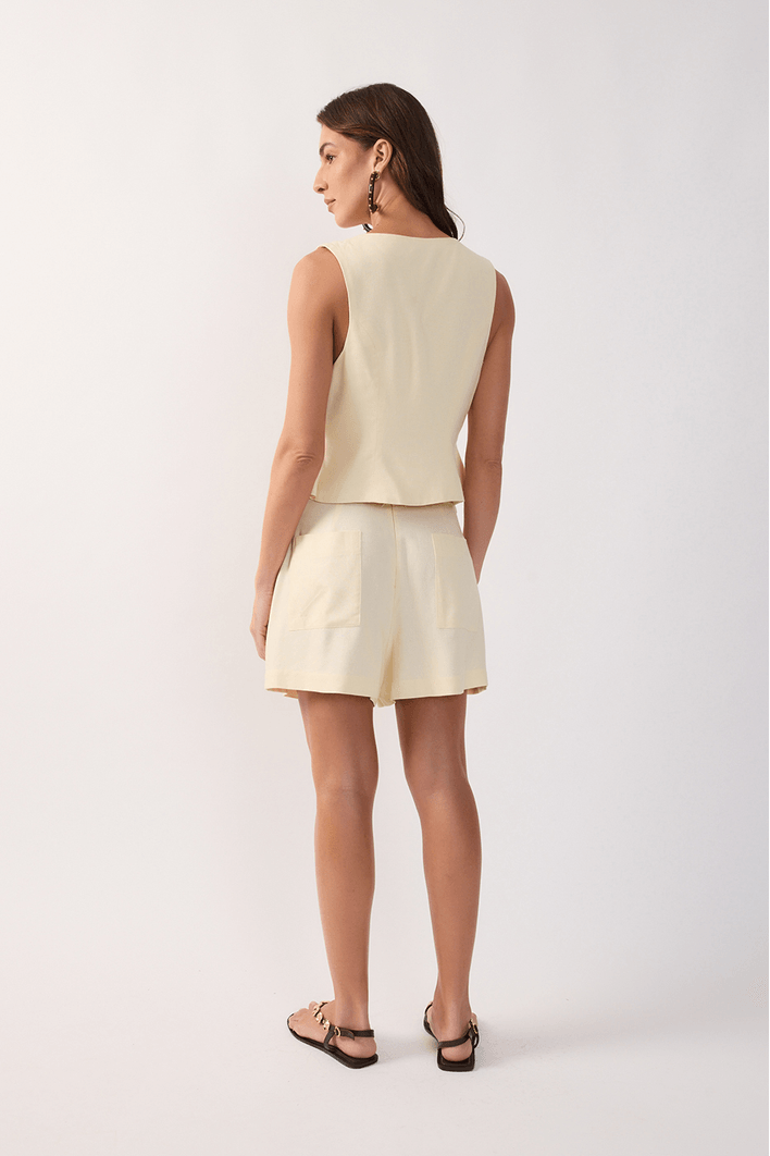 Short Saia Linho Transpassado