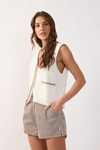 Colete Tricot Detalhe Bordado