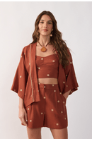 Kimono Linho Bordado Lurex Sol