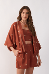Kimono Linho Bordado Lurex Sol