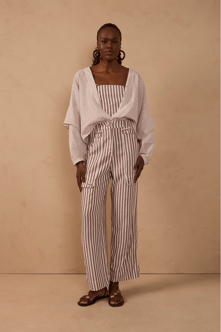 Calça Linho Listrado