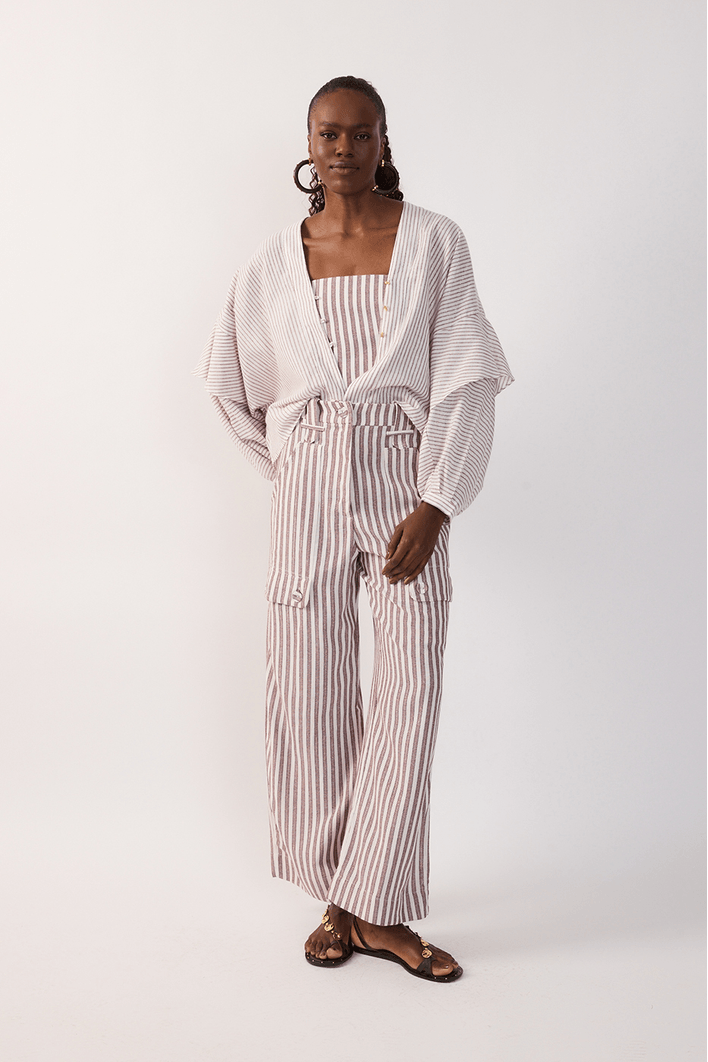 Calça Linho Listrado