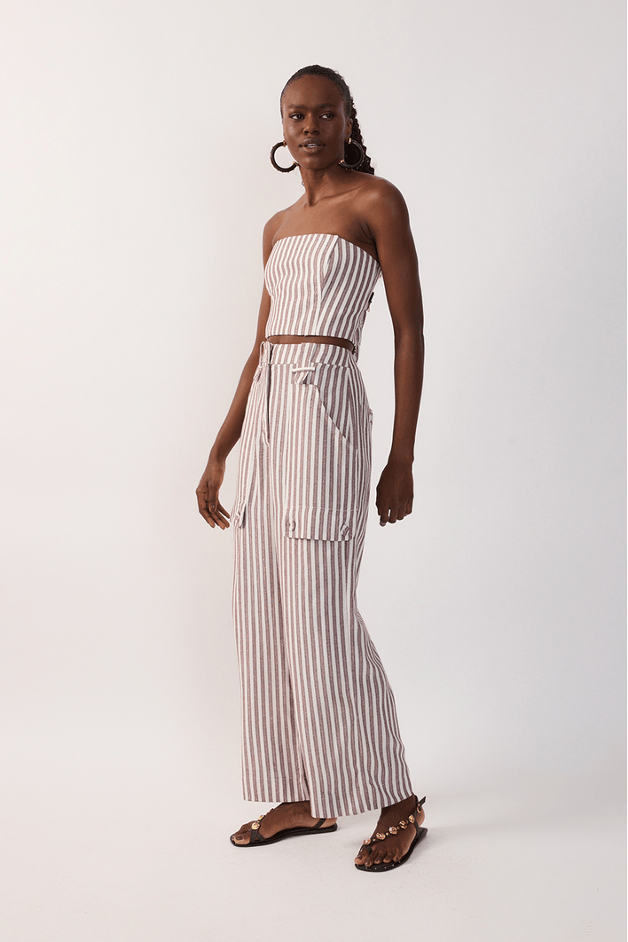 Calça Linho Listrado