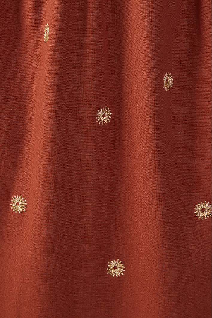 Vestido Cropped Linho Bordado Lurex Sol