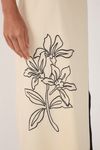 Saia Midi Linho Bordado Floral