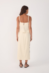 Saia Midi Linho Bordado Floral