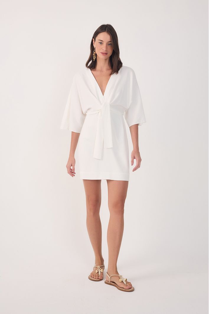 Vestido Curto Linho Mangão