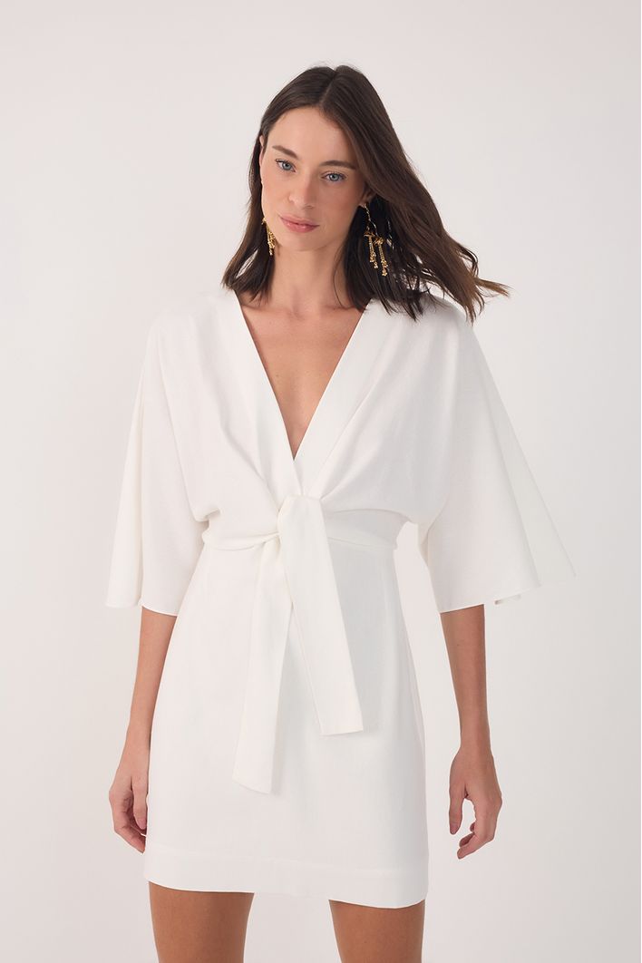 Vestido Curto Linho Mangão