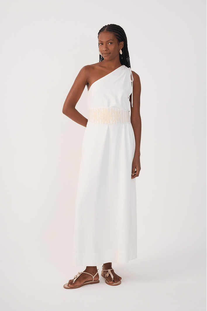 Vestido Cropped Linho Pala Bordada