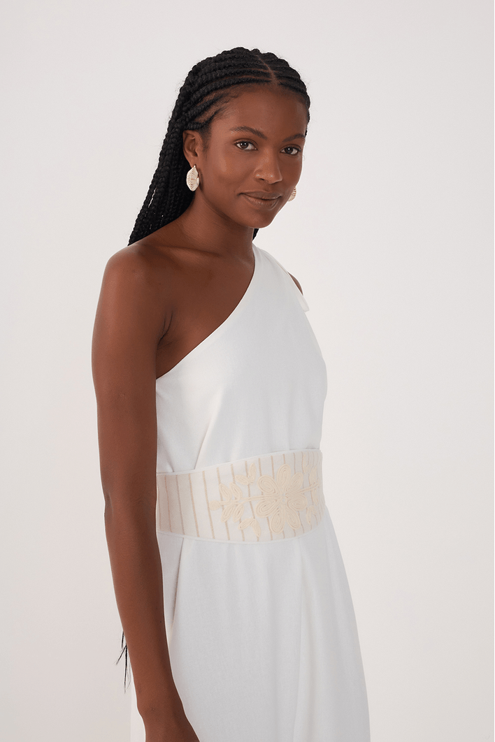 Vestido Cropped Linho Pala Bordada