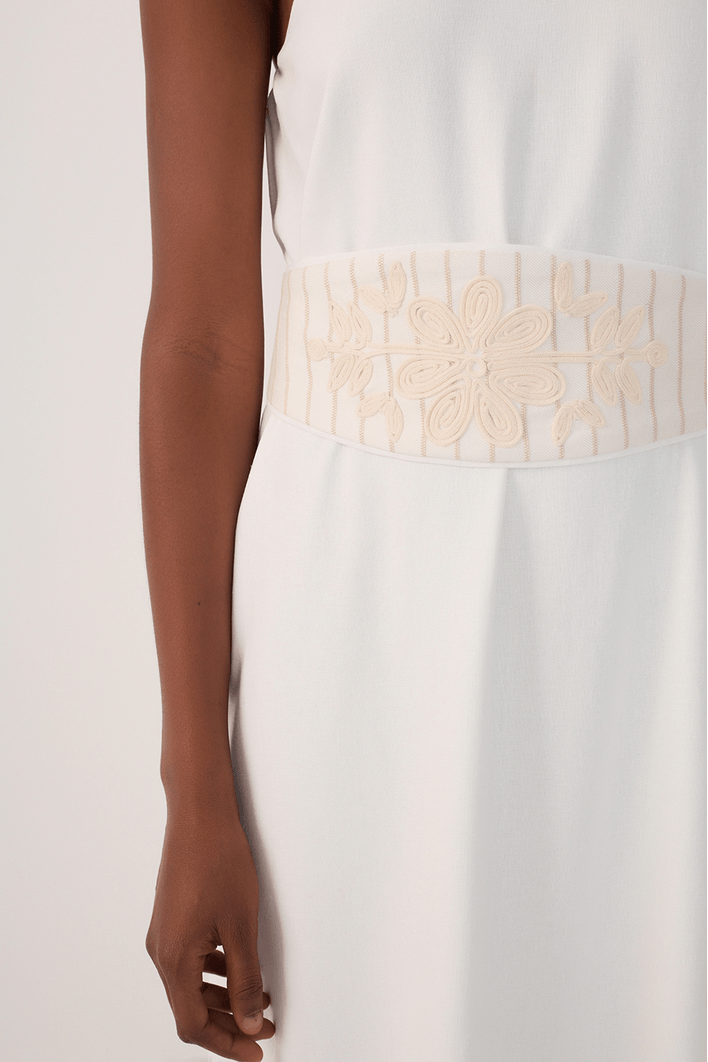 Vestido Cropped Linho Pala Bordada