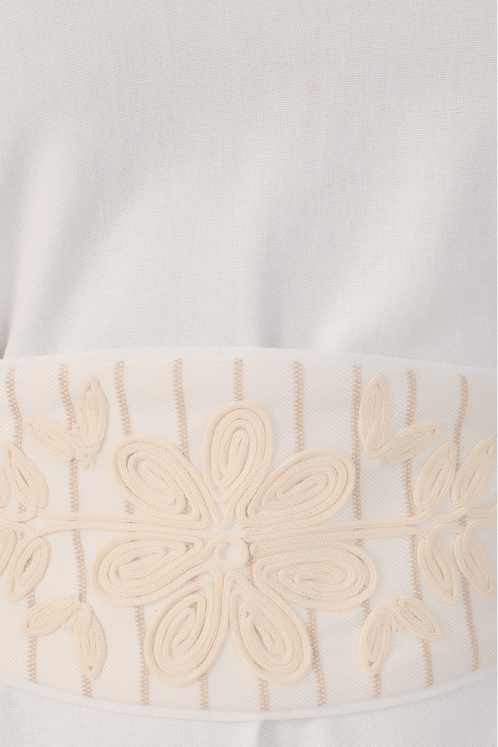 Vestido Cropped Linho Pala Bordada