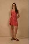 Vestido Curto Linho Bordado Lurex Sol