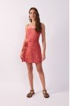 Vestido Curto Linho Bordado Lurex Sol