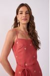 Vestido Curto Linho Bordado Lurex Sol