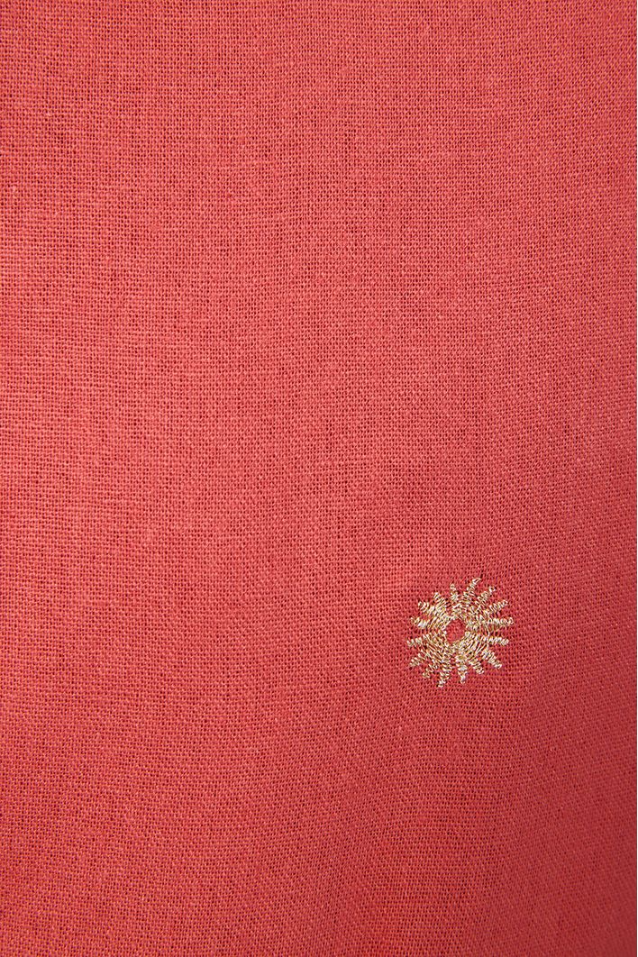 Vestido Curto Linho Bordado Lurex Sol