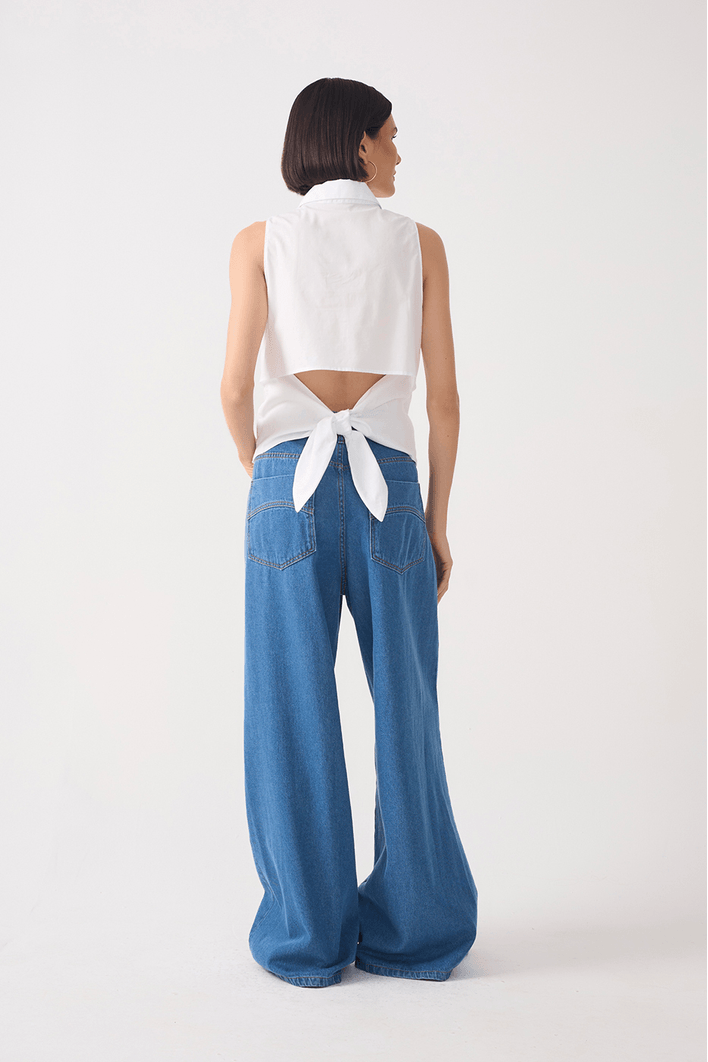 Calça Jeans Pregas Cós