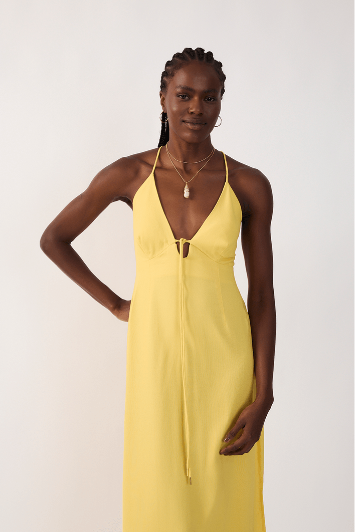 Vestido Cropped Linho Amarração