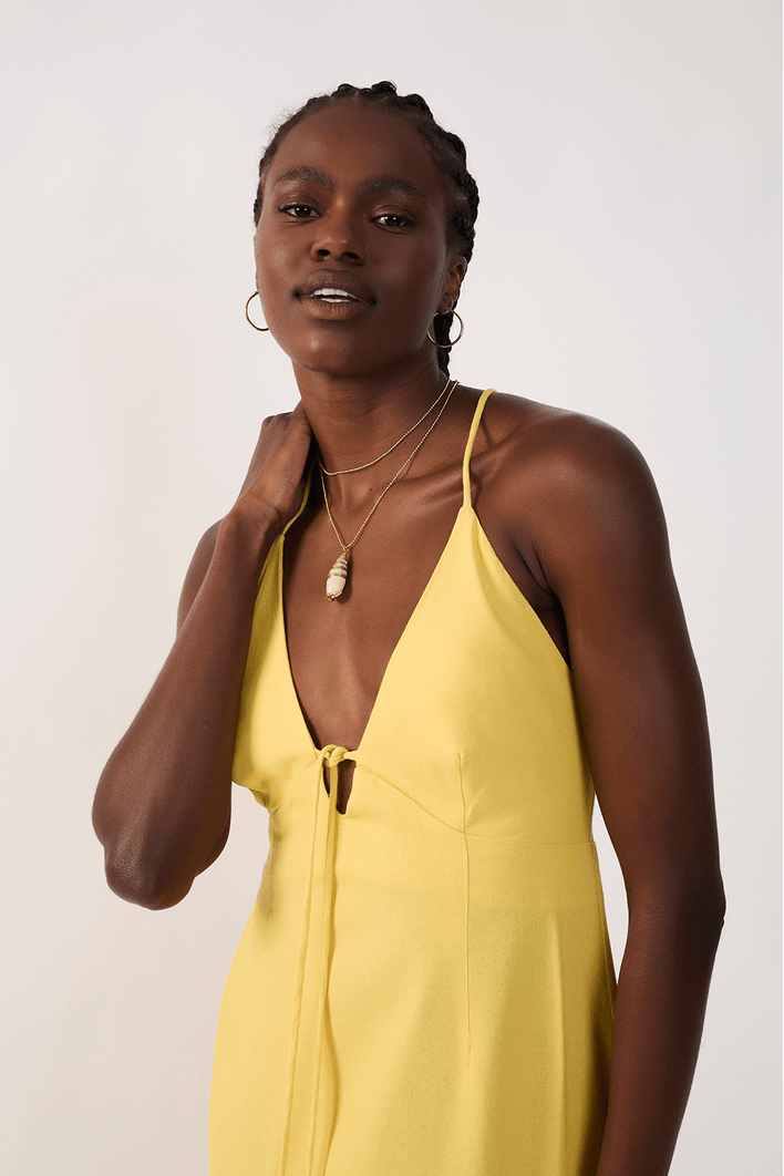 Vestido Cropped Linho Amarração