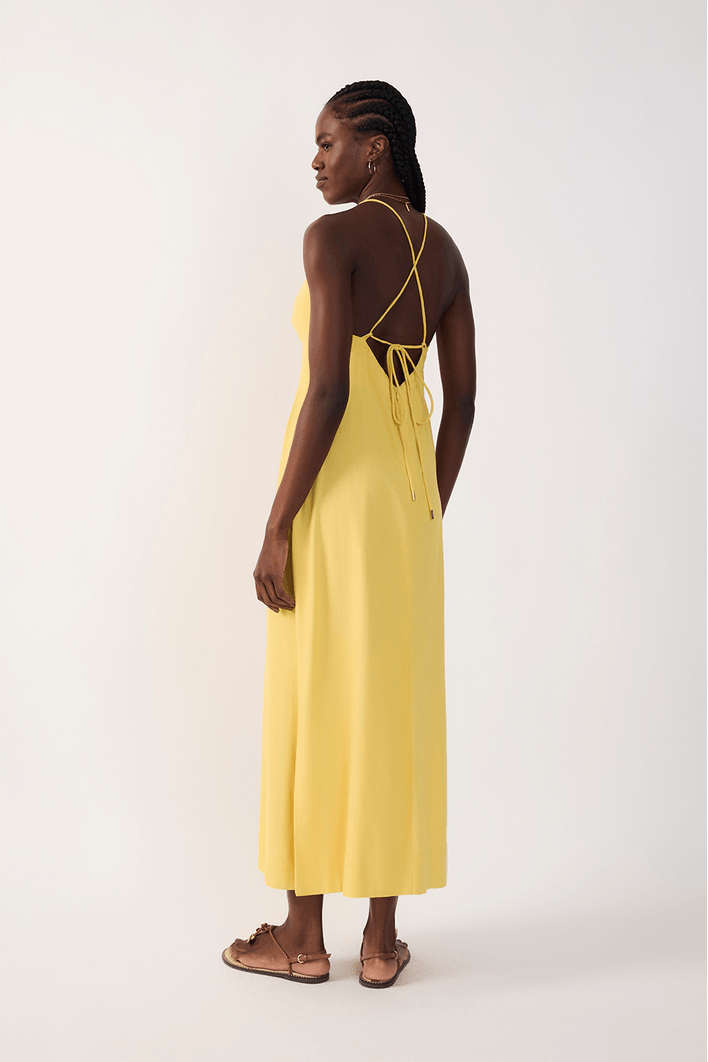 Vestido Cropped Linho Amarração