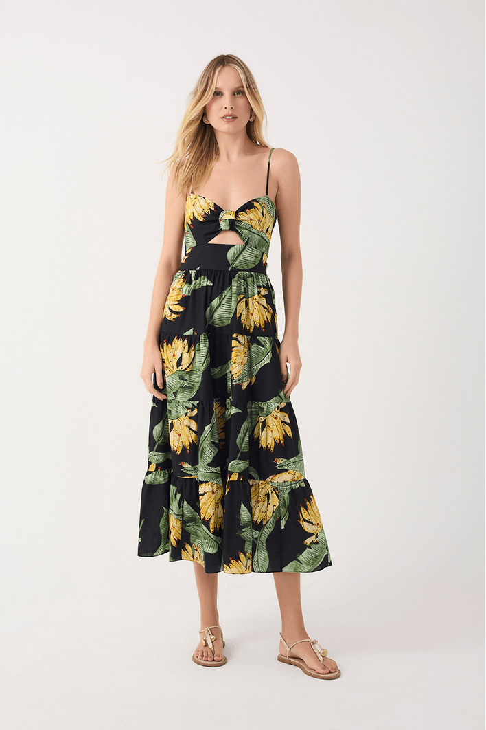 Vestido Midi Estampa Paraiso