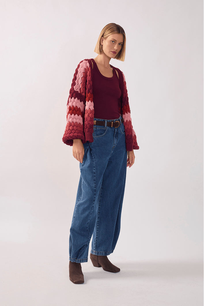 Calça Jeans Barrel Bainha Ajustável