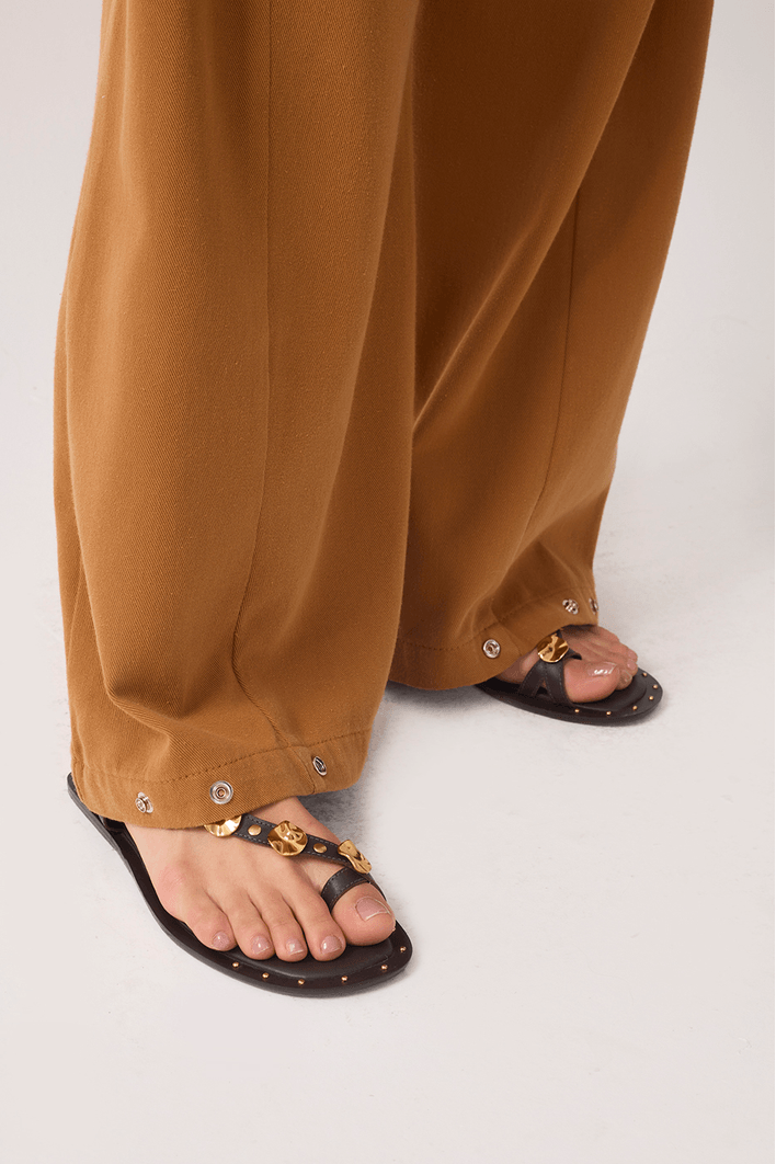 Calça Sarja Barrel Bainha Ajustável