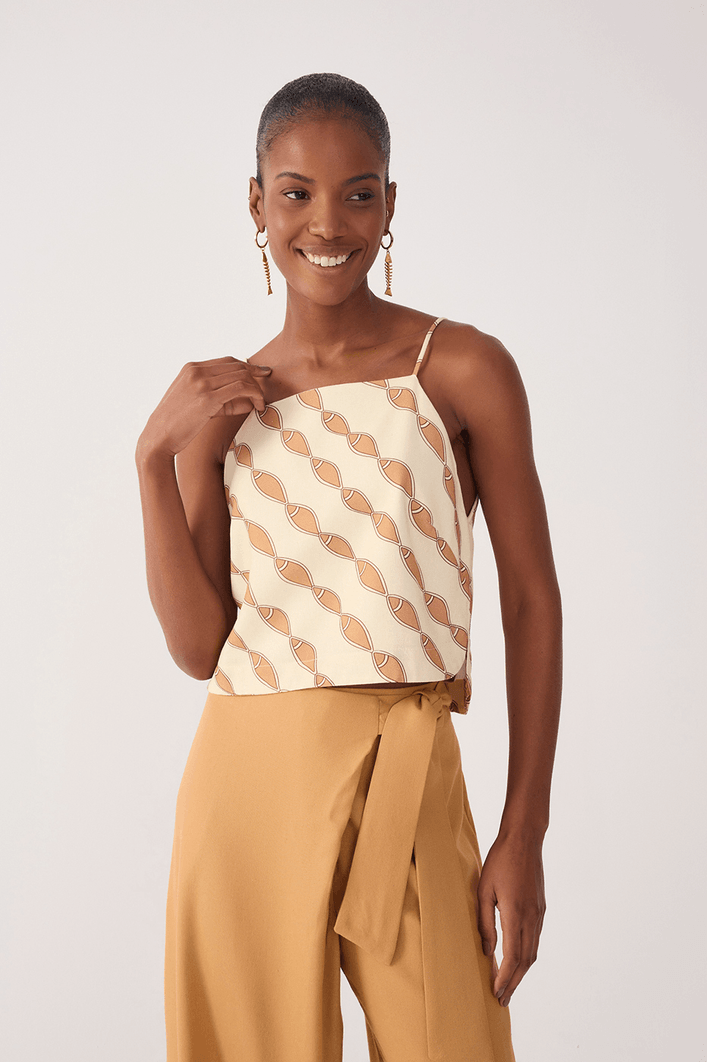 Blusa Linho Estampa Cardume