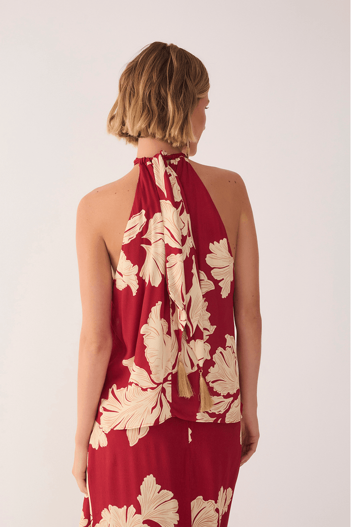 Blusa Estampa Pétala Vermelha