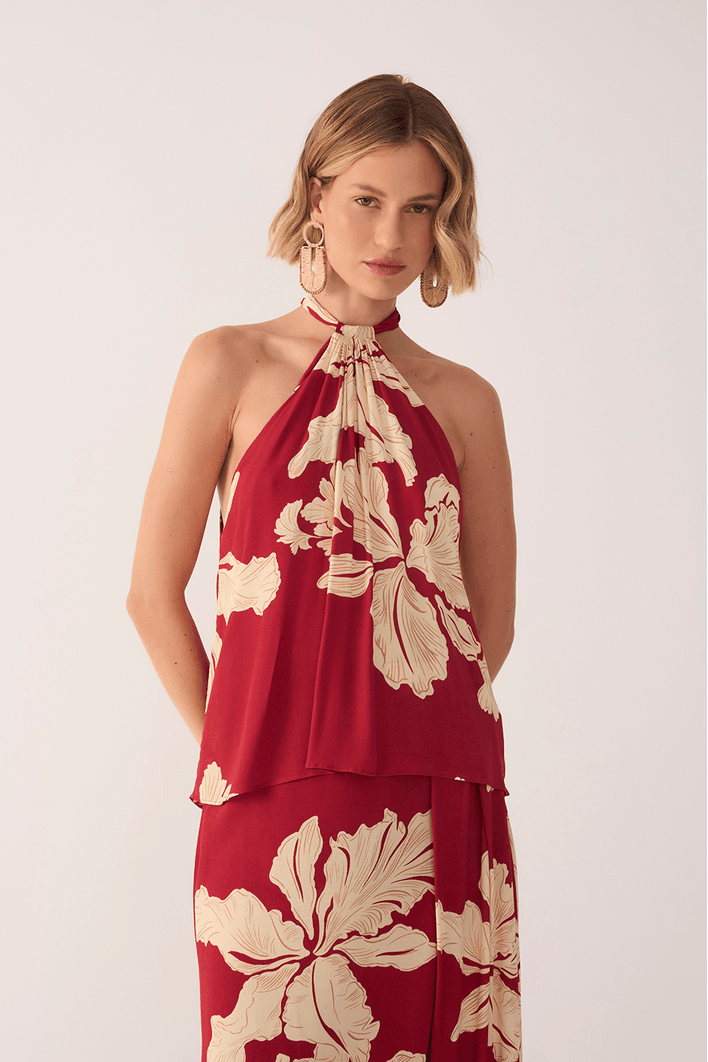 Blusa Estampa Pétala Vermelha