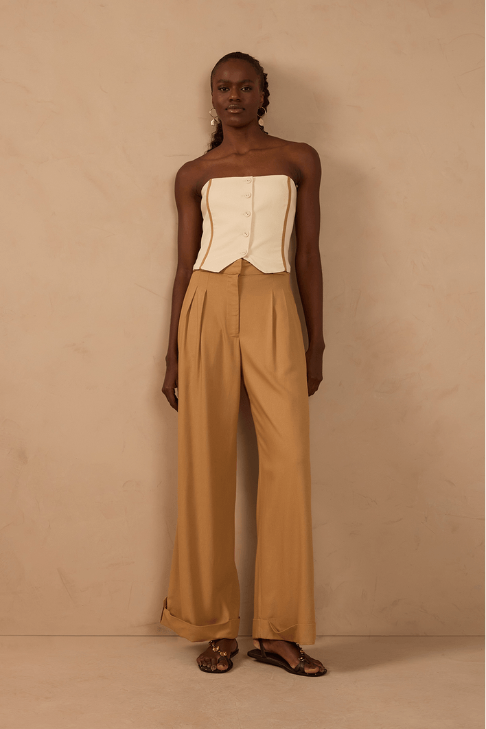 Calça Linho Cadarço Cintura