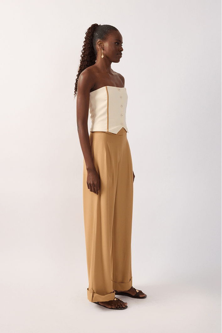 Calça Linho Cadarço Cintura