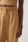 Calça Linho Cenoura Cós Botão