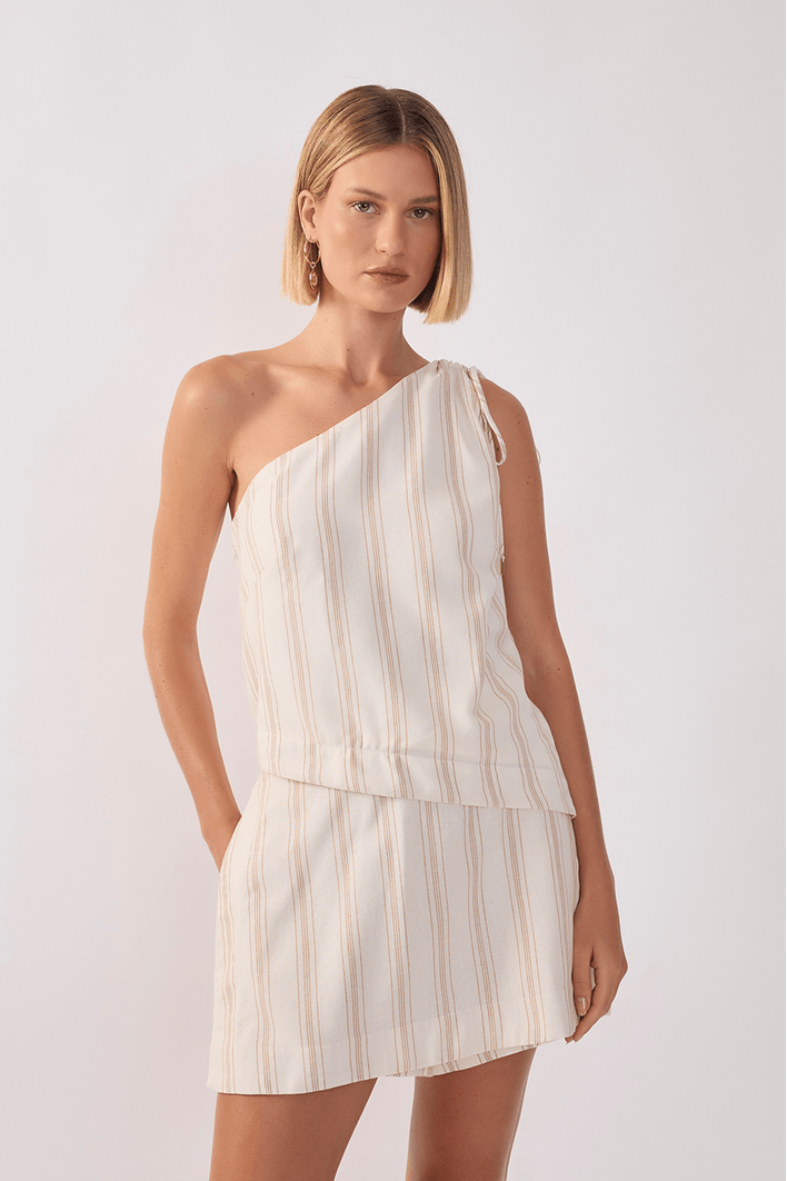 Blusa Linho Assimétrica Listrada