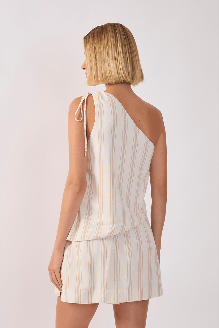 Blusa Linho Assimétrica Listrada