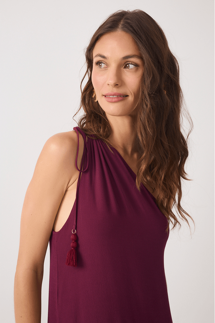 Vestido Cropped Crepe Um Ombro Só
