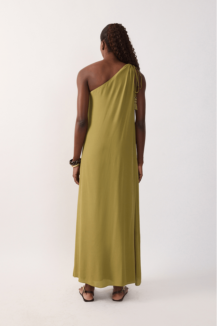 Vestido Cropped Crepe Um Ombro Só