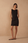 Vestido Linho Curto Decote