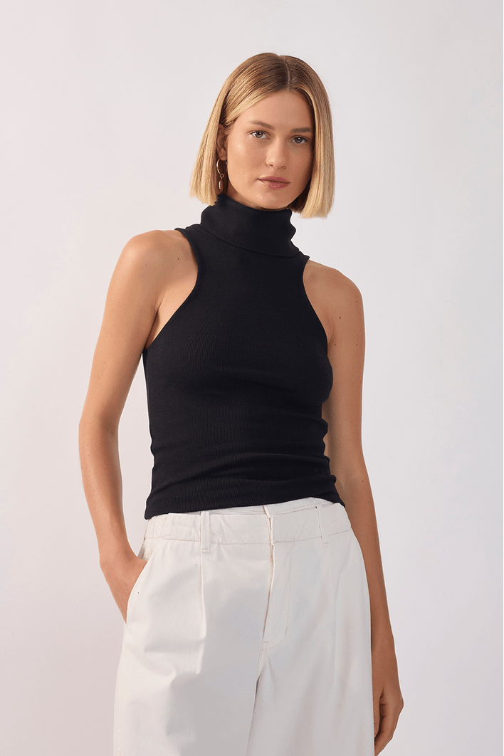 Blusa Canelada Gola Alta