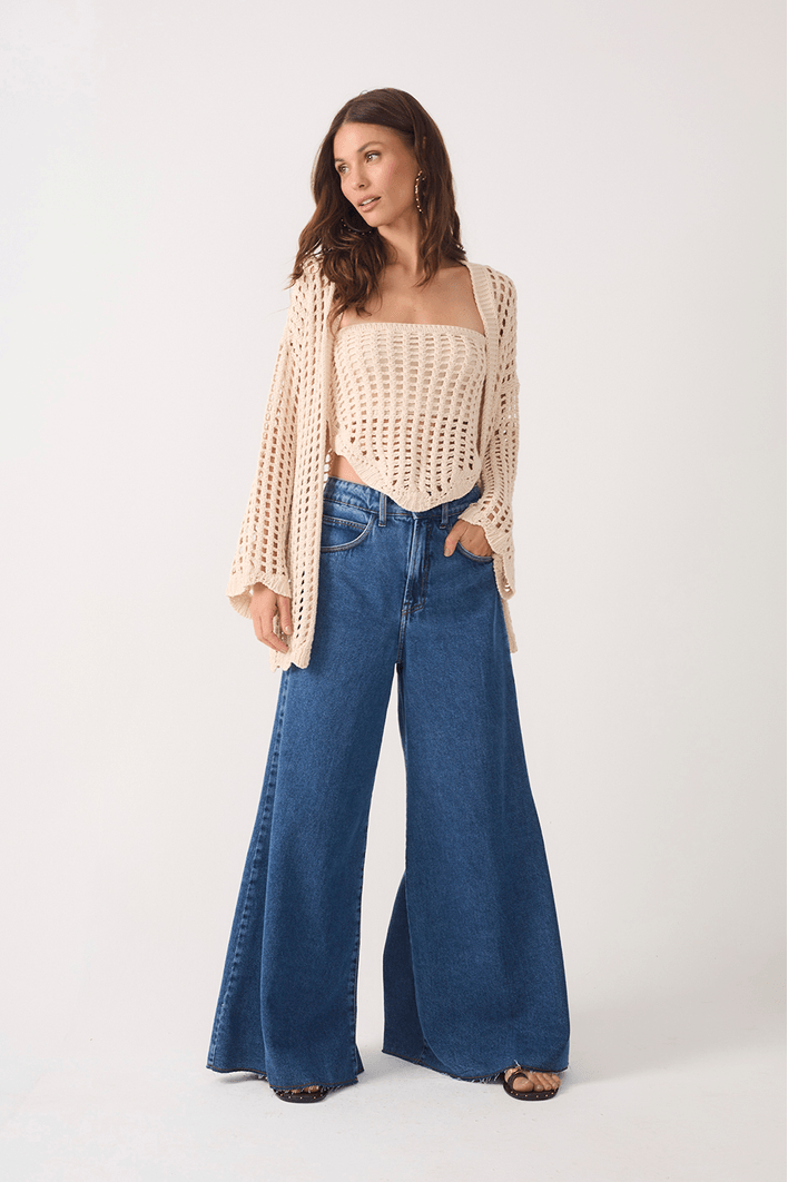 Calça Jeans Pantalona Marcada