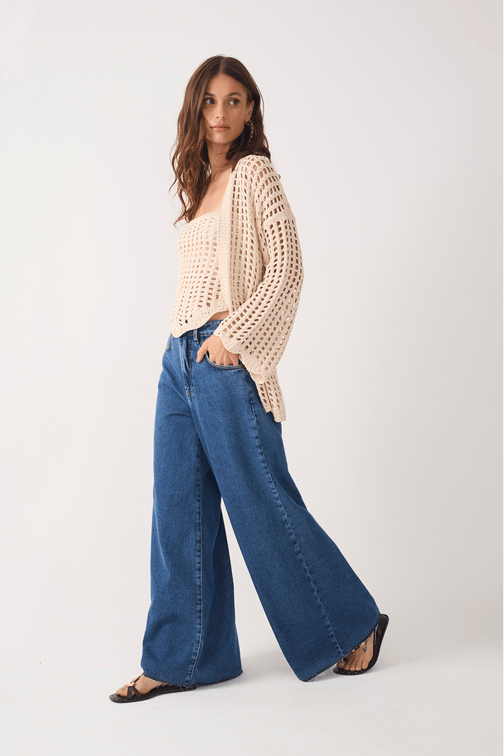 Calça Jeans Pantalona Marcada
