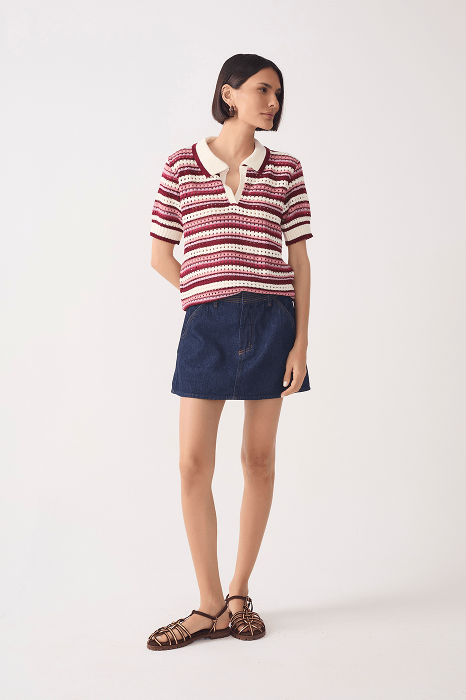 Saia Jeans Cós Pespontos