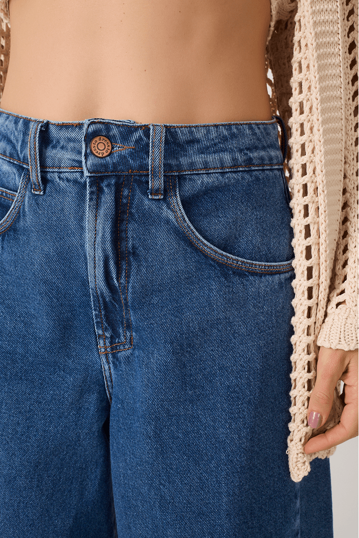 Calça Jeans Pantalona Marcada