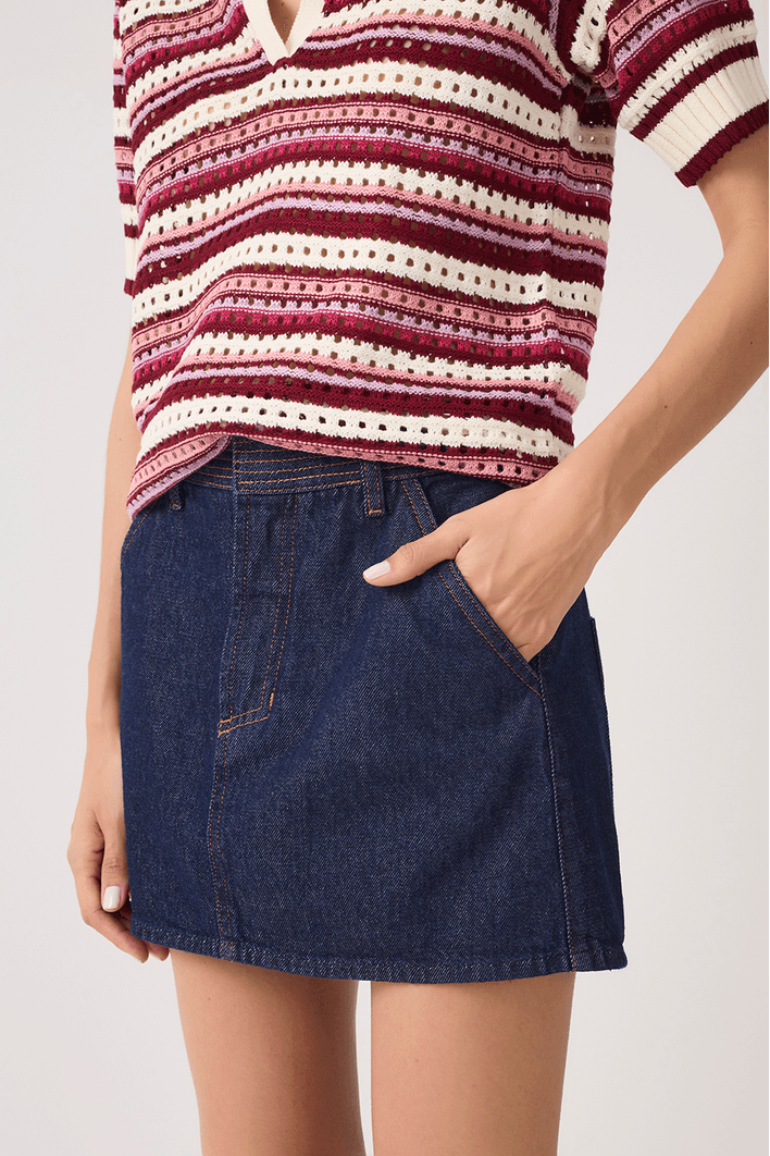 Saia Jeans Cós Pespontos