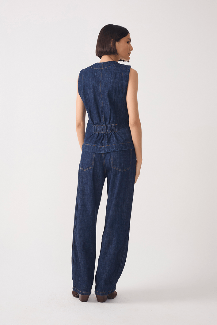 Calça Jeans Balloon Prega Lateral